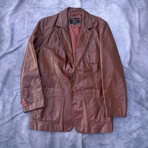 Men's Vintage Fantastic International Brown Leather Jacket Coat Sz 44 Large VTG